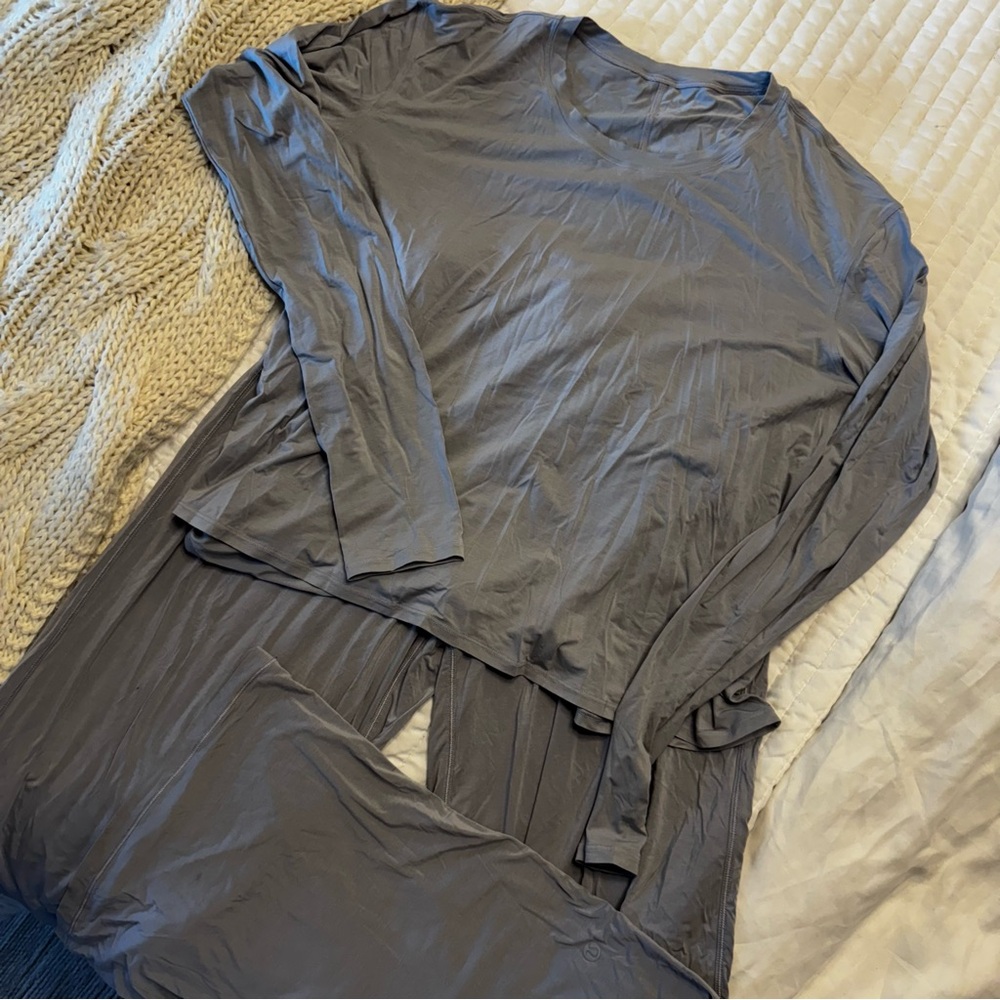 Gray Long Sleeve Top and Pants Set